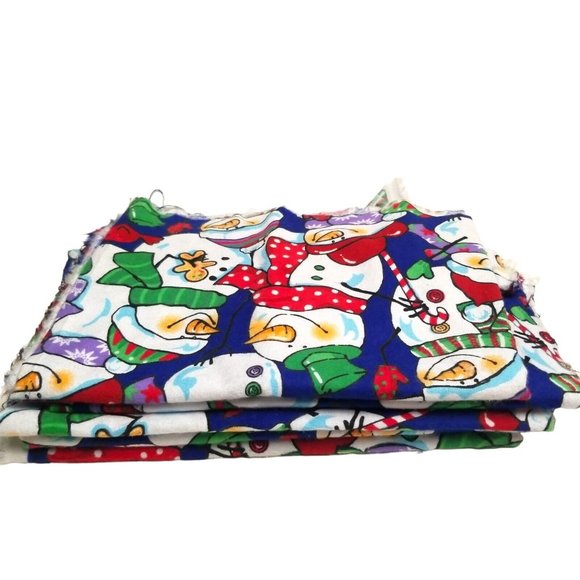 Snowmen Friends Christmas Cotton Fabric Remnants Hancock Fabrics Sewing Crafting - Picture 2 of 12